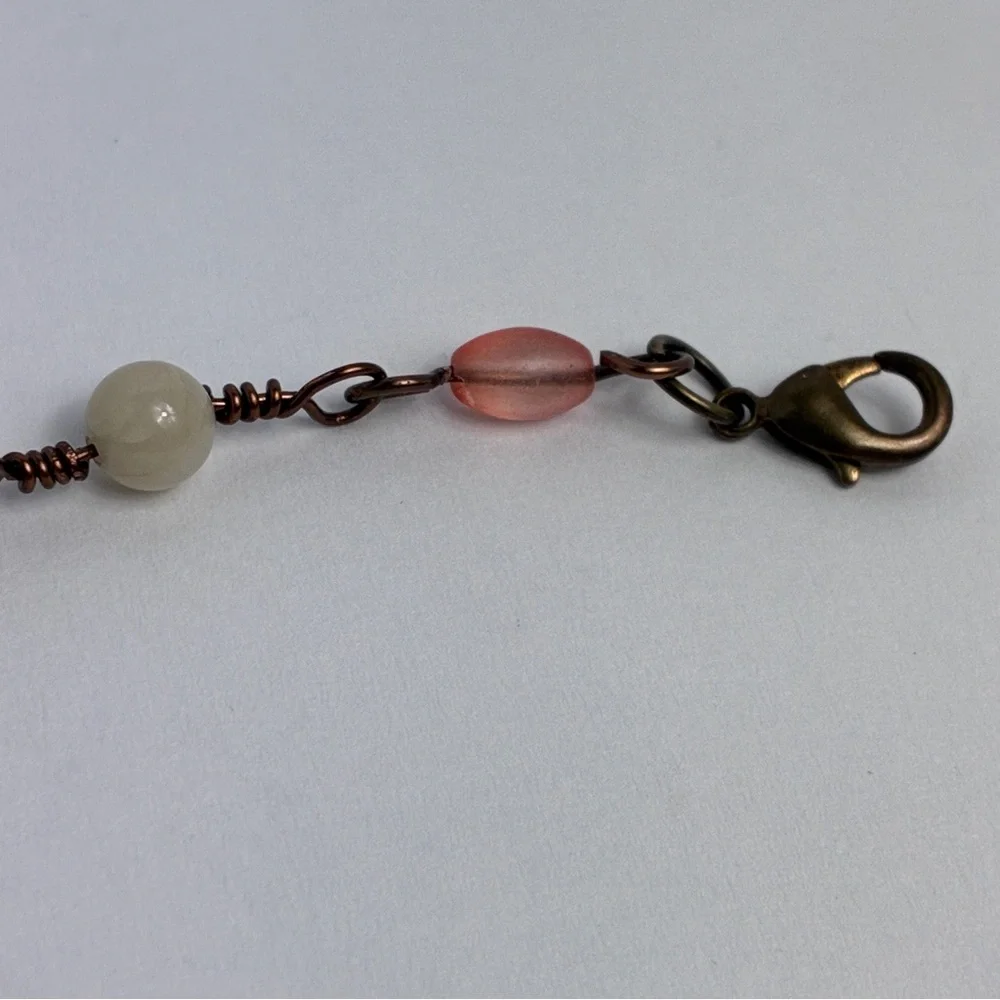 Handmade Morganite Bead Bracelet Pastel Multicolor Glass Semi Precious Stones